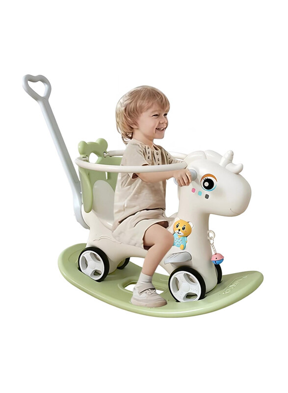 

Generic New Trojan Horse Children Rocking Horse Scooter 2-in-1 Baby Rocking Chair, One Size, Green