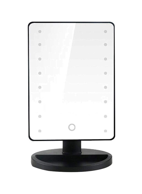 

BEW Makeup Mirror with LED Light, Black/Silver