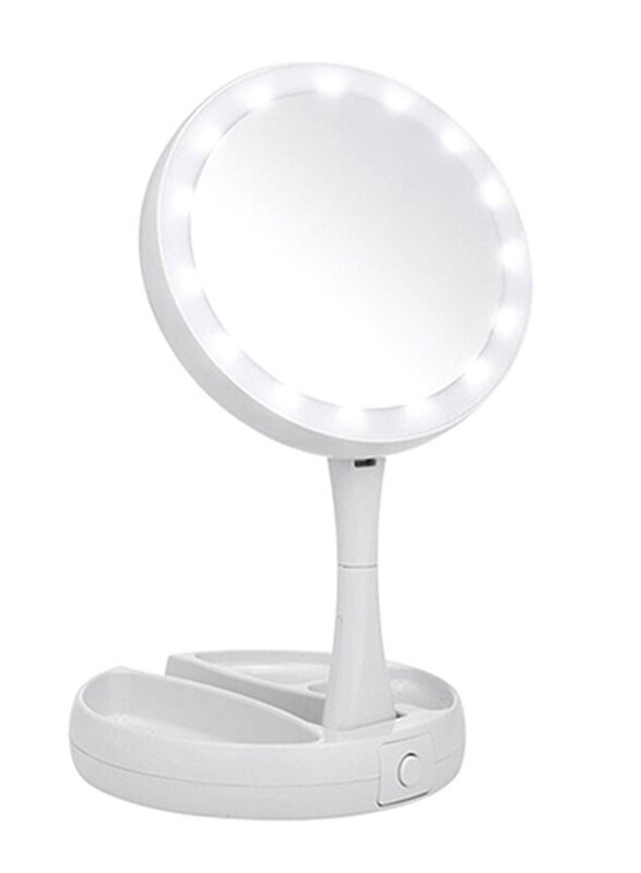 

Generic Led Makeup Magnifying Mirror Storage Box, White