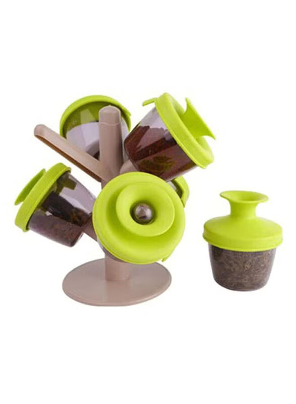 

Generic Spice Jar with Rack, 6 Pieces, Multicolour
