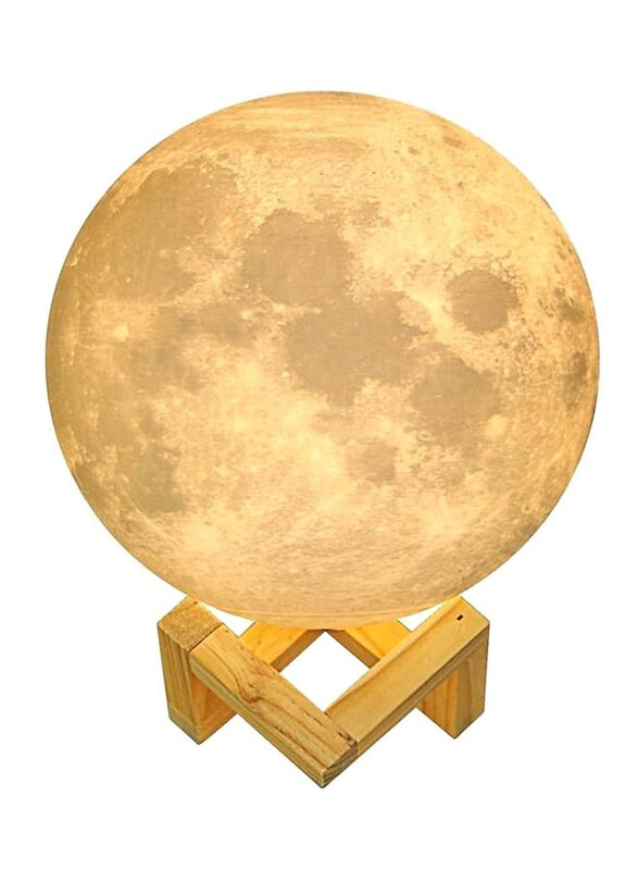

Generic Moon Light Round Lamp with Wood Stand, Yellow