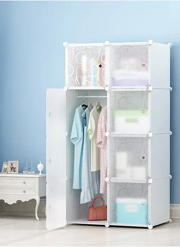 

Dubaigallery 8-Cube Plastic Stackable Space Saving Shoe Storage Organizer Units with Doors, Transparent
