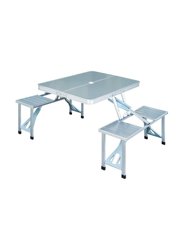 

DubaiGallery Outdoor Folding Table and Chair Set, Silver