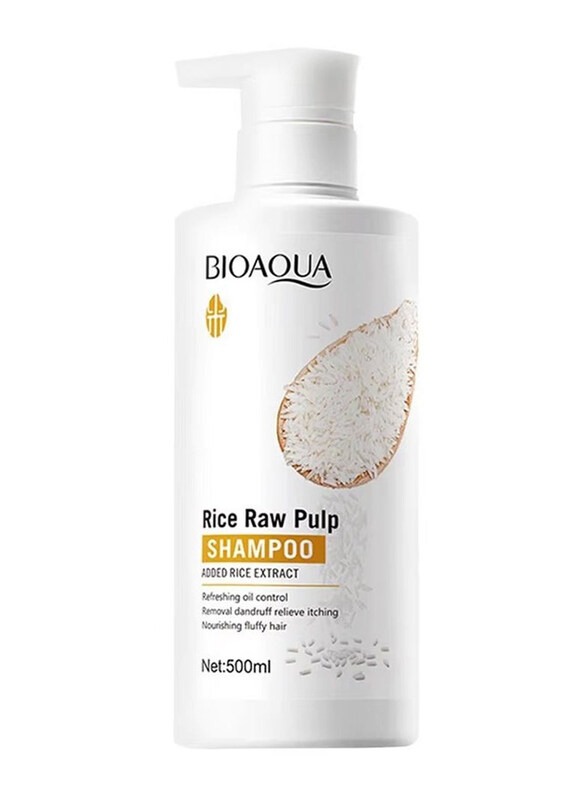 

Bioaqua Rice Raw Pulp Refreshing & Oil Control Anti-Dandruff Shampoo for Frizzy Hair, 500ml