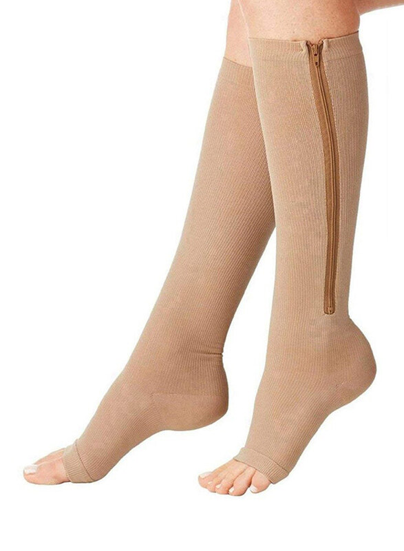 

Generic Zip Sox Compression Socks, Beige, 1 Pair