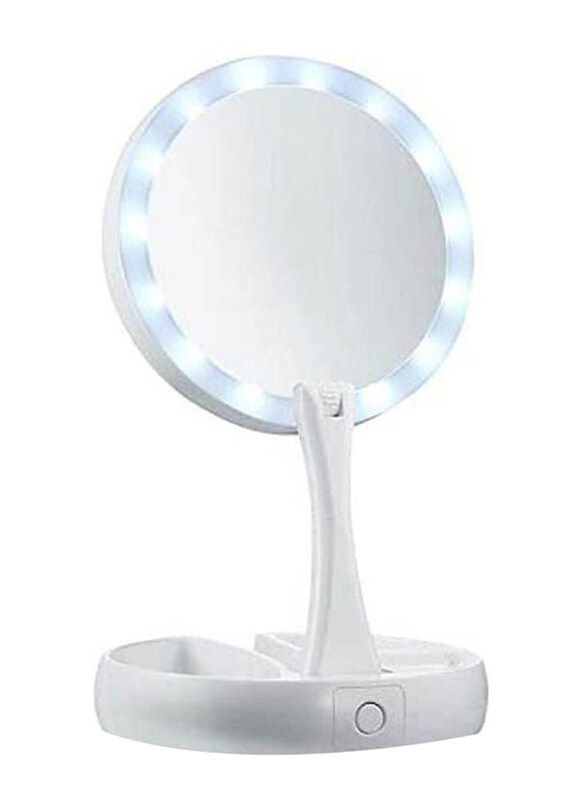 

Generic My Fold Away Cosmetic Mirror with LED Lights, White