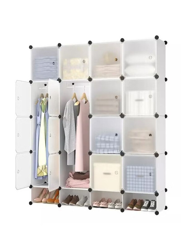 

DubaiGallery 16-Piece Plastic Cube Shoe Storage, Transparent