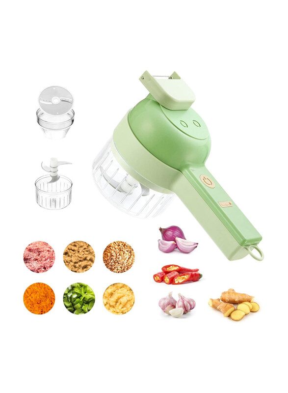 

DubaiGallery Portable Electric Vegetable Chopper Set, Green/Clear