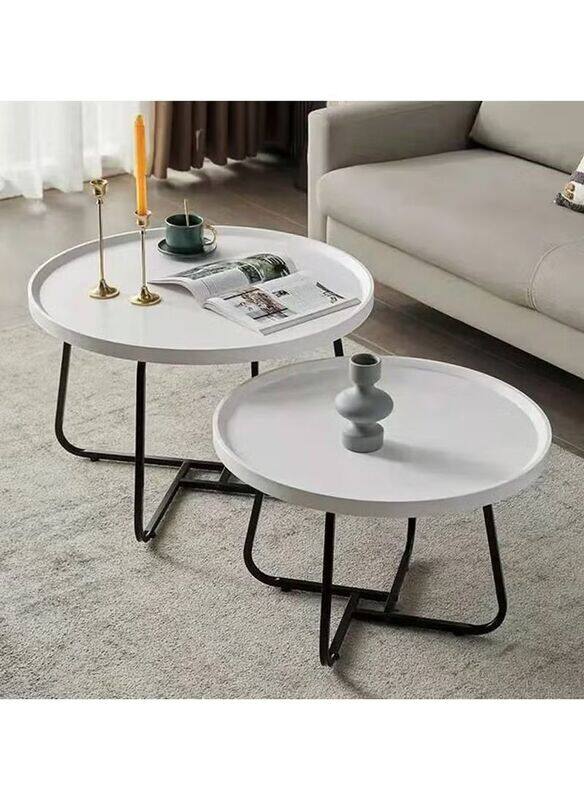 

DubaiGallery 2-Piece Natural Finished Marble Nesting Coffee Tables, White