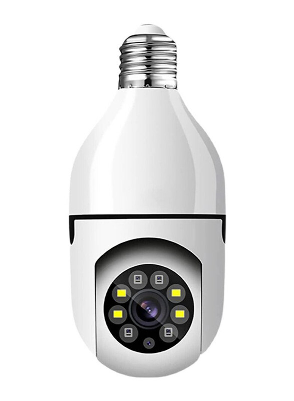 

DubaiGallery Light Bulb Security Camera, 2.4GHz WiFi Wireless, 360 Degree Pan/Tilt with Night Vision, Motion Detection Alarm, Two-Way-Talk Phone, Whit