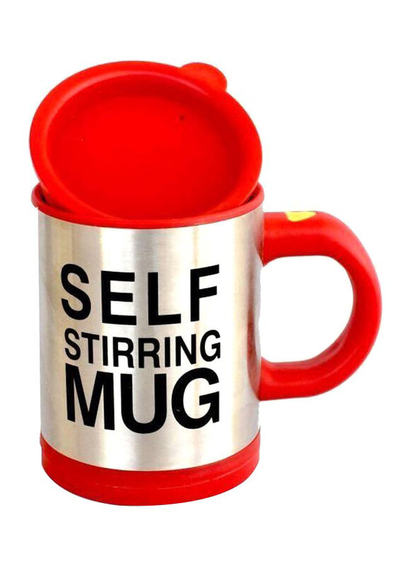 

Generic 1-Piece Self Stirring Mug, Silver/Red