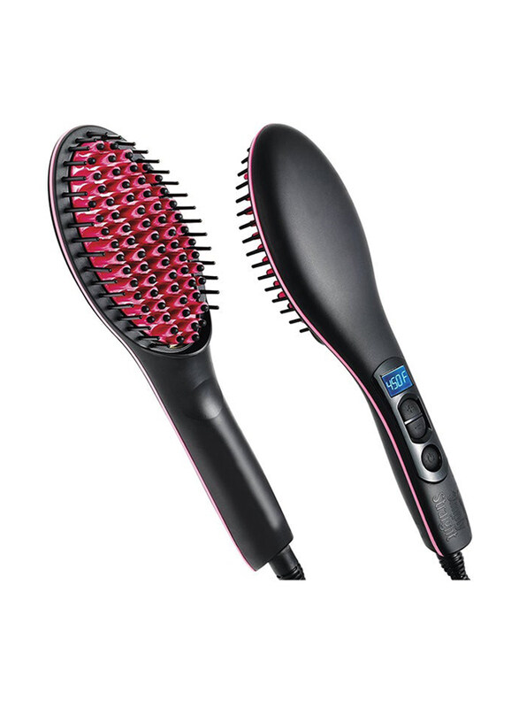 

Generic Smooth Comb Brush Hair Straightener, Black/Red