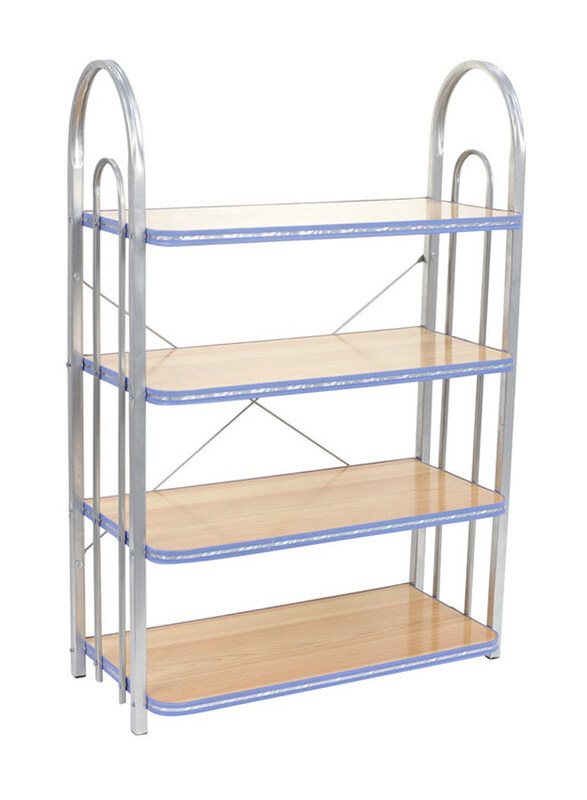 

Lawazim 4-Shelf Shoe Storage Rack Organizer, Silver/Brown