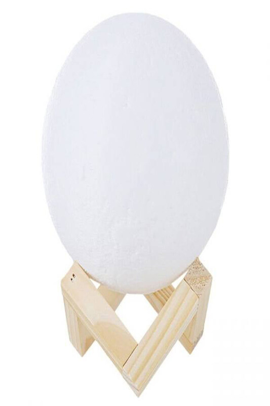 

Treasures Decorative & Rechargeable Moon Light Lamp with Wood Stand, White