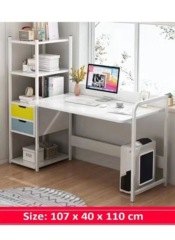 

DubaiGallery Computer Desk with Storage Shelves, White