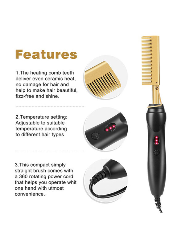 

Generic Portable Electric Wet and Dry Dual Use Straightener, Gold/Black