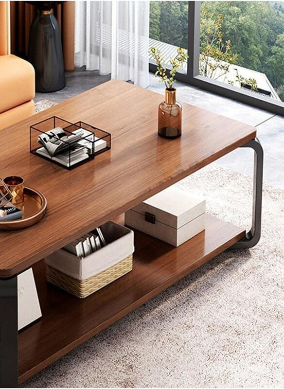 

DubaiGallery 2-Layer Stylish Sofa Side Coffee Table, Brown/Black