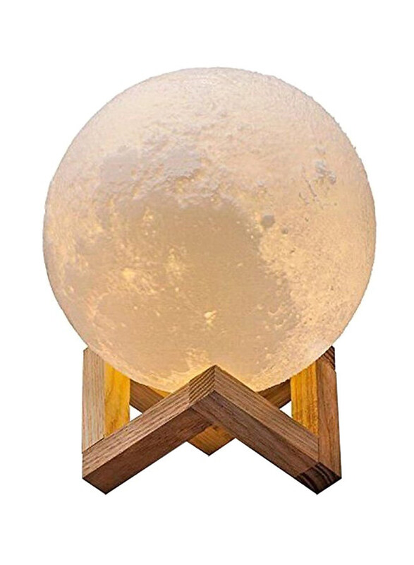 

Generic Rechargeable 3D Print Moon Light Lamp with Wood Stand, White