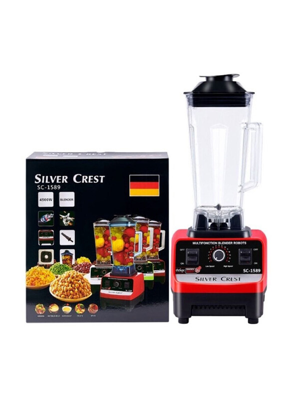 

Silver Crest 2.5L Bpa Free Heavy Duty Blender Mixer Electric High Speed Juicer Food Processor Ice Smoothies Crusher Blander, 4500W, Multicolour