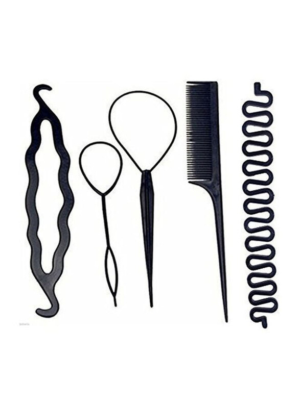 

Generic Juda Bun Maker Hair Style Accessories for All Hair Types, 5 Pieces, Black