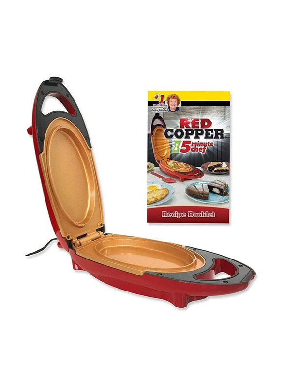 

Red Copper 5-Minute Chef Non-Stick Omelette Grill Pan with Non-Stick Anti-Scratch Surface, Red