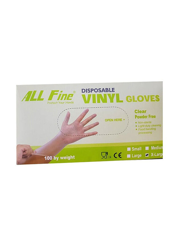 

Generic Disposable Vinyl Powder Free Glove, 100 Pieces, XL, Clear