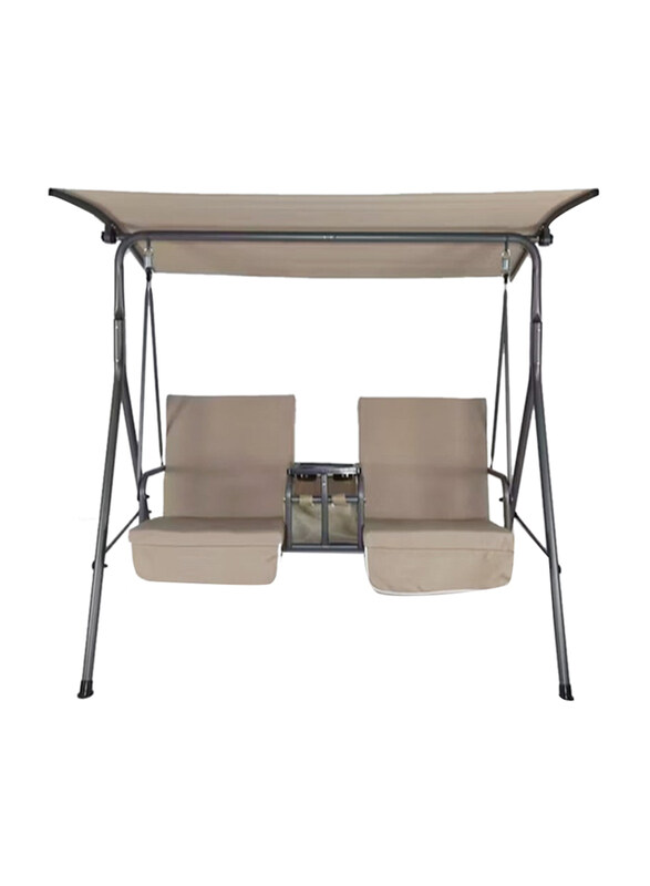 

DubaiGallery 2 Seat Swing Top Cover Canopy Replacement Porch Patio Outdoor Canopy Swing Chair, Beige/Black