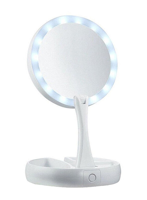 

Generic Foldable Magnification Makeup Mirror with LED Light, White