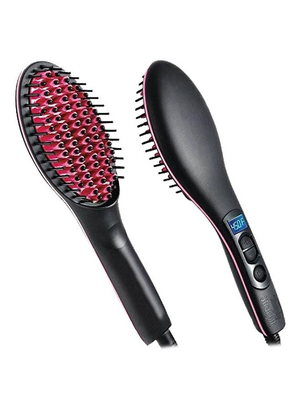 

Simply Straight Ceramic Straightening Brush, Black/Red