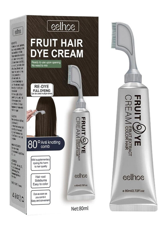 

Eelhoe Fruit Essence Hair Dyeing Cream with Comb, 80ml, Black