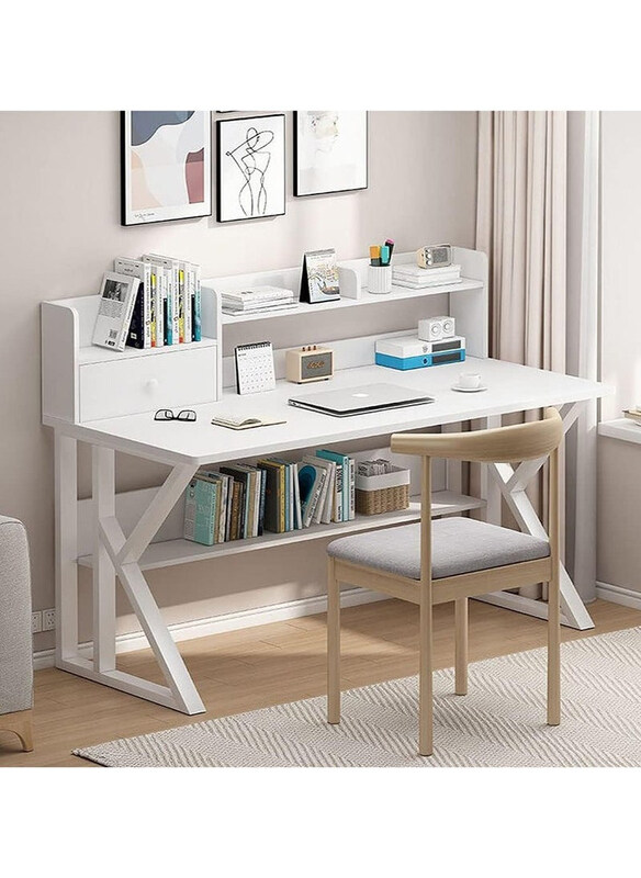 

DubaiGallery Study Desk with Bookshelf, White