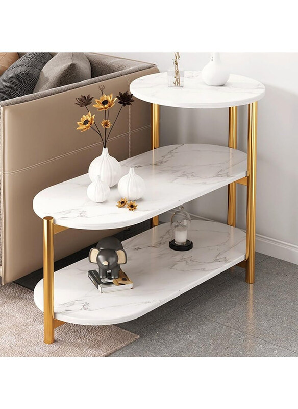 

DubaiGallery 3-layers Side Table, White/Gold
