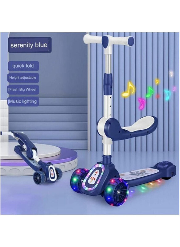 

Generic 3-Wheeled Kick Scooter for Kids and Foldable Seat 2-in-1 Kid Scooter Adjustable Height Suitable for 2-10 Years Old Kid Scooter, Blue