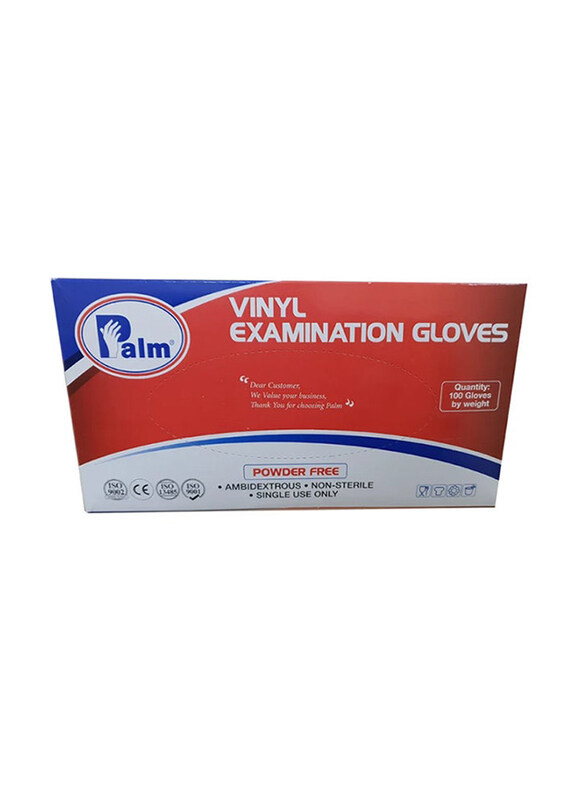 

Palm Disposable Vinyl Powder Free Glove, 100 Pieces, Small, Clear