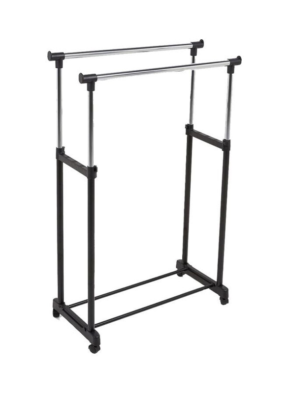 

Home Genie Dual Rod Garment Rack, Black/Silver