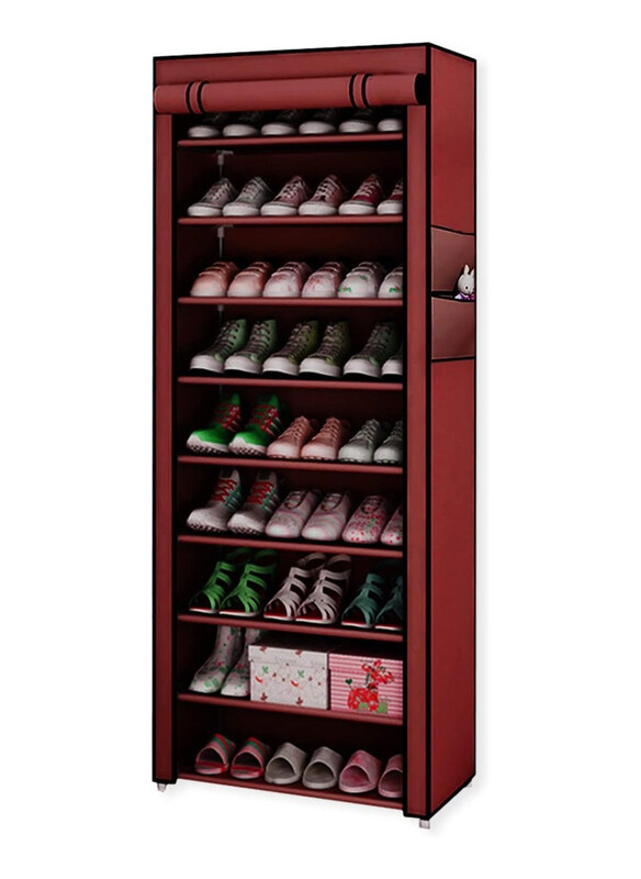 

DubaiGallery 9 Tier Organizer Heavy Duty Home Wall Mounted Multipurpose Shoe Rack, Red