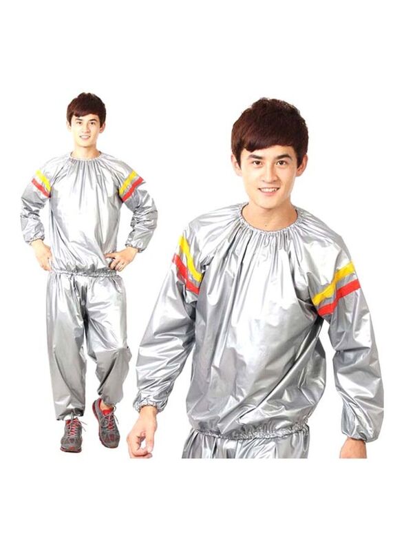 Sauna Suit Set, Large, 2 Pieces, Grey