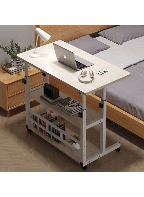 

DubaiGallery Height Adjustable Sit Stand Mobile Laptop Computer Tablet Desk for Bedroom, Beige