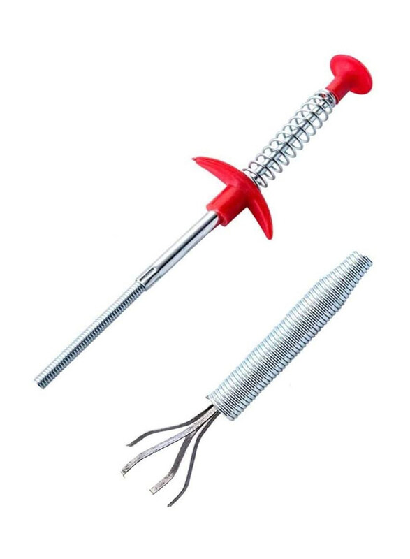 

DubaiGallery Household Pipe Drain Cleaning Tools Spring Kitchen Sink Clog Remover Clean Tools, Silver/Orange