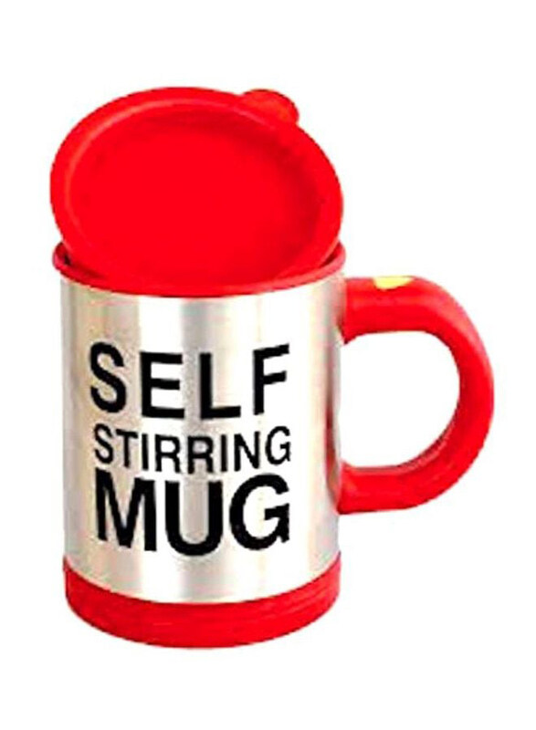 

Generic 1-Piece Self Stirring Mug, Silver/Red