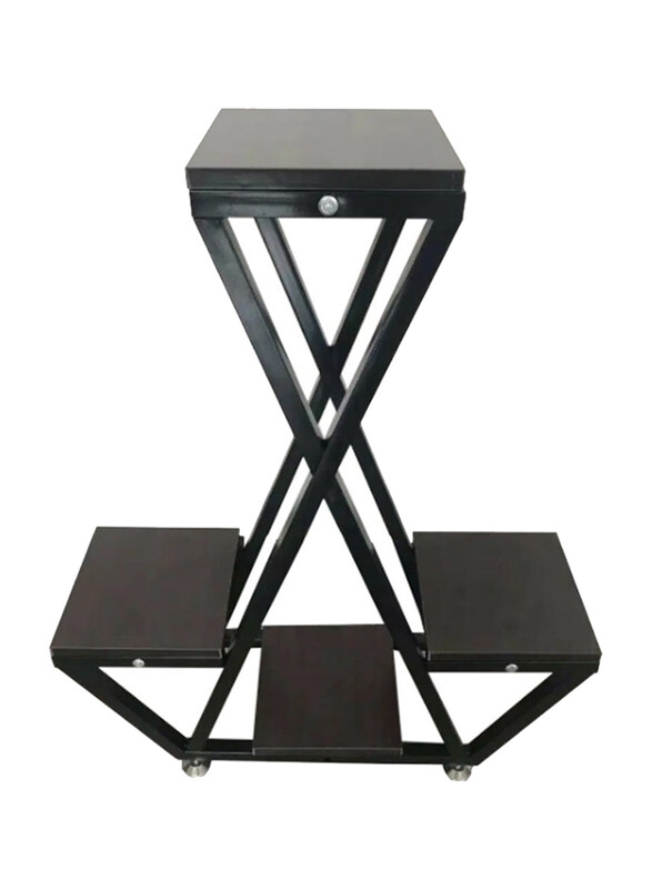 

DubaiGallery Wooden Multipurpose 3 Deck Folding Rack Plant Stand, Black