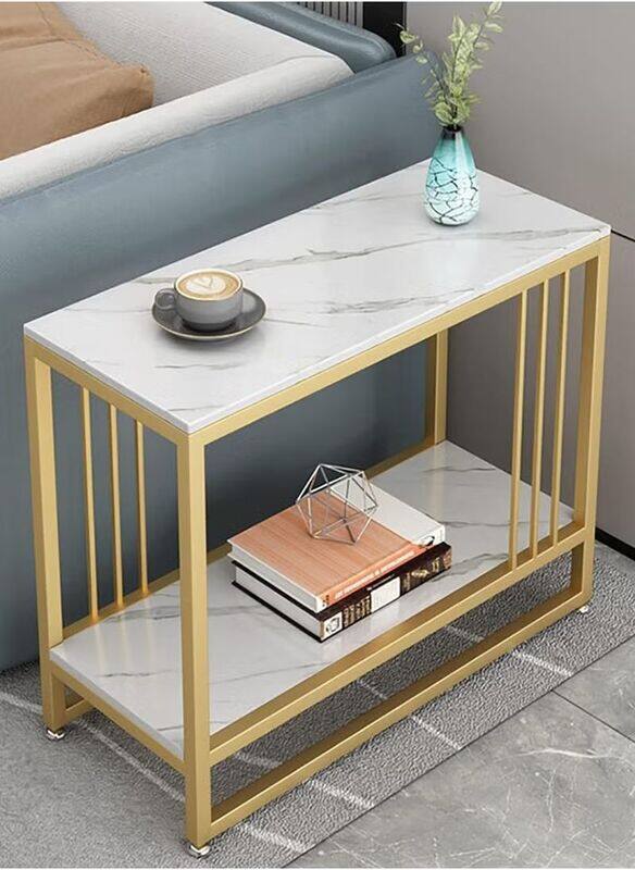 

DubaiGallery 2-Tier Modern Upgraded Design Coffee Table with Drawer Storage, White/Beige