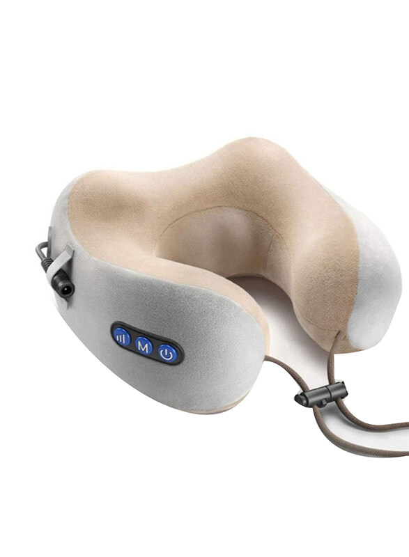 

DubaiGallery Electric Travel U Shaped Memory Foam Neck Massage Pillow, Beige