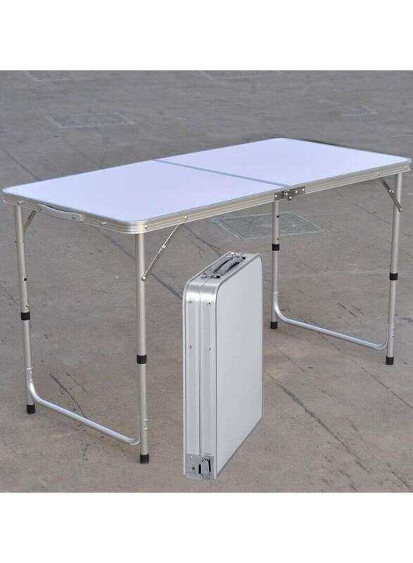 

Generic Portable Lightweight Plastic Indoor Outdoor Dining Camp Table, Silver