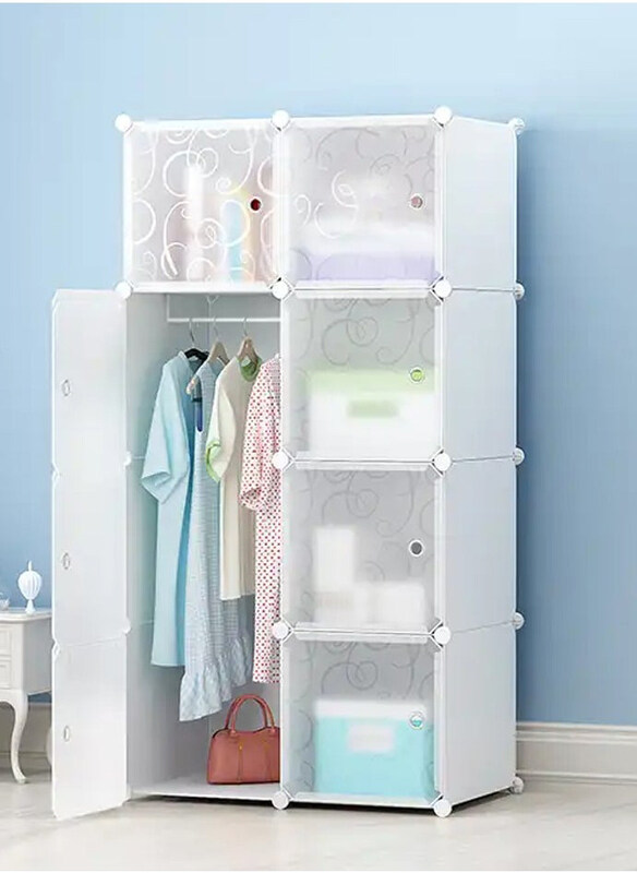 

DubaiGallery 8 Cubes Diy Wardrobe Storage Tower Shoes Rack, Transparent