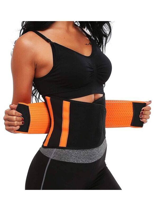 

XiuWoo Waist Trainer Trimmer Sauna Sweat Belt Shapewear, Medium, Orange/Black