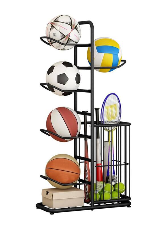 

DubaiGallery Basketball Display Rack with Storage Basket, Black