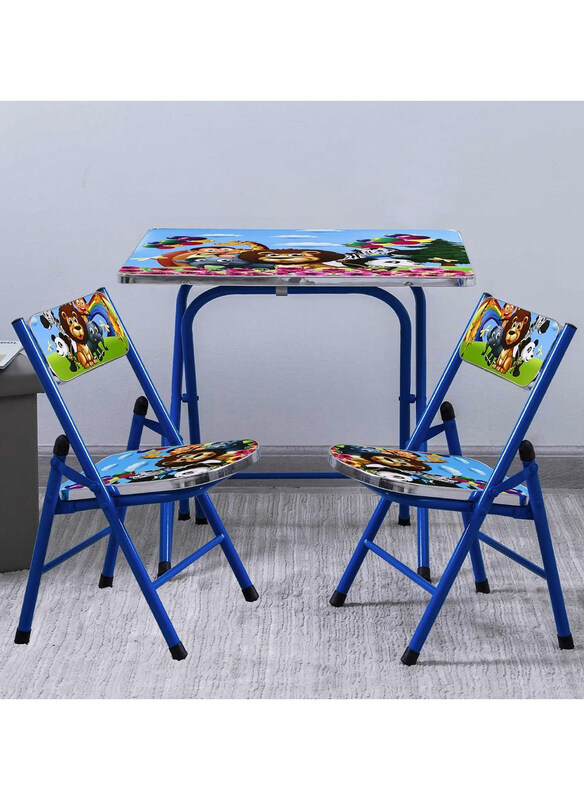 

DubaiGallery Portable Study Desk Cartoon Themed Educational Kids Folding Table 2 Chair Set, Multicolour