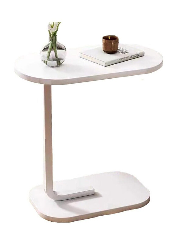 

DubaiGallery Light Luxury Simple Metal Frame C Shaped Side Table, White