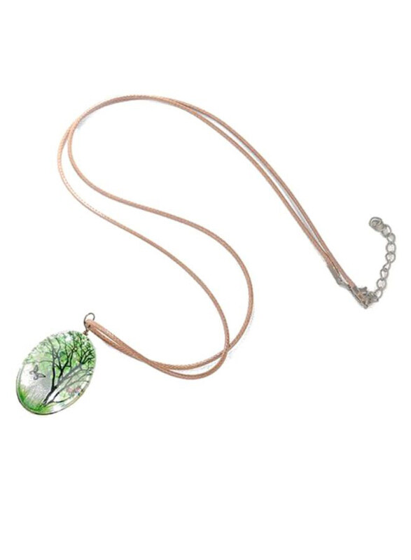 

Sharpdo Crystal Dried Flower Pendant Necklace, Green/Brown